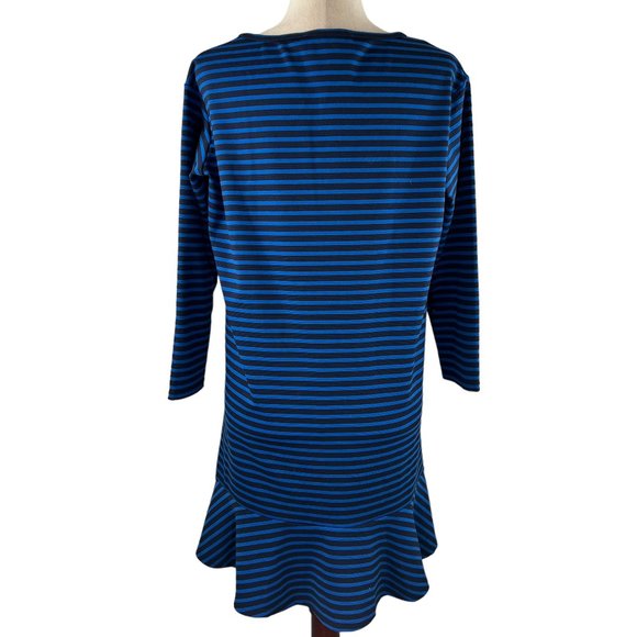 Preppy! Draper James Black & Royal Blue Stripes Tulip Hem Mini Dress Siz… - Picture 5 of 13